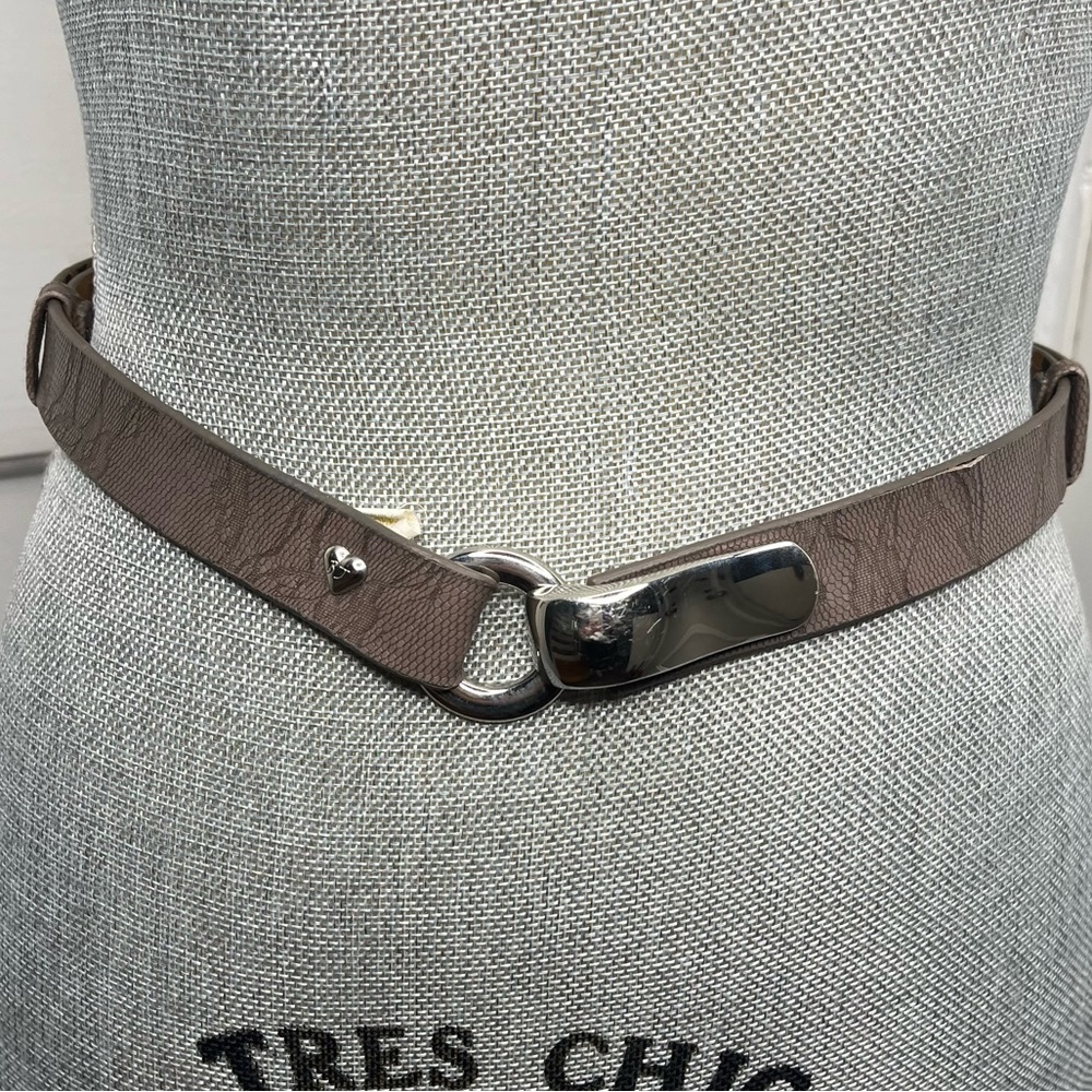 Betsey Johnson Womens One Size Faux Snakeskin Print Brown Belt with Hook Closure